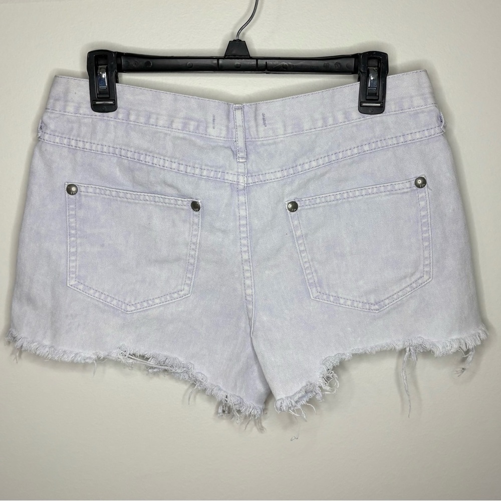 Free People Purple Jean Shorts Distressed Cut-Off Style - Picture 2 of 2